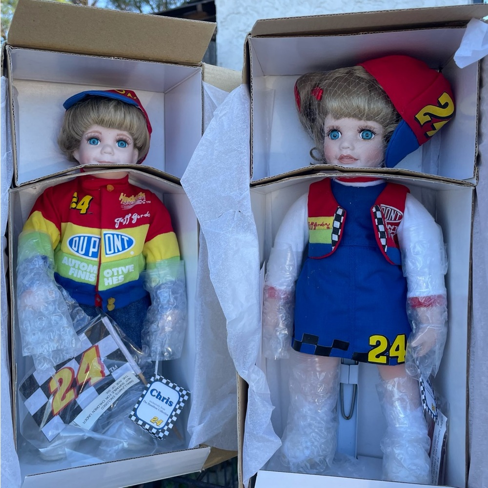 Jeff Gordon’s biggest little fans dolls.